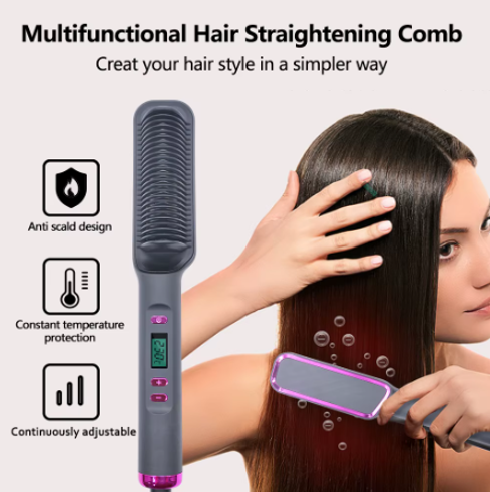 Electric Hot Comb — Multifunctional Hair Straightener with Negative Ion Technology
