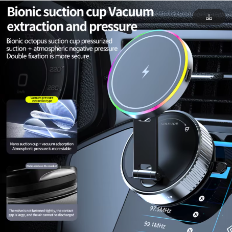 Wireless Car Charger Mount — 15W Fast Charging Auto-Clamp